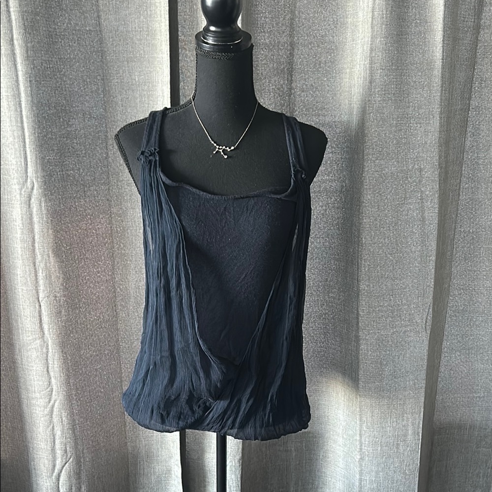 Club Monaco Black Asymmetrical Tank Top